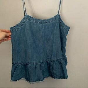 LOFT Chambray Peplum Tank Jean Camisole Size Medium